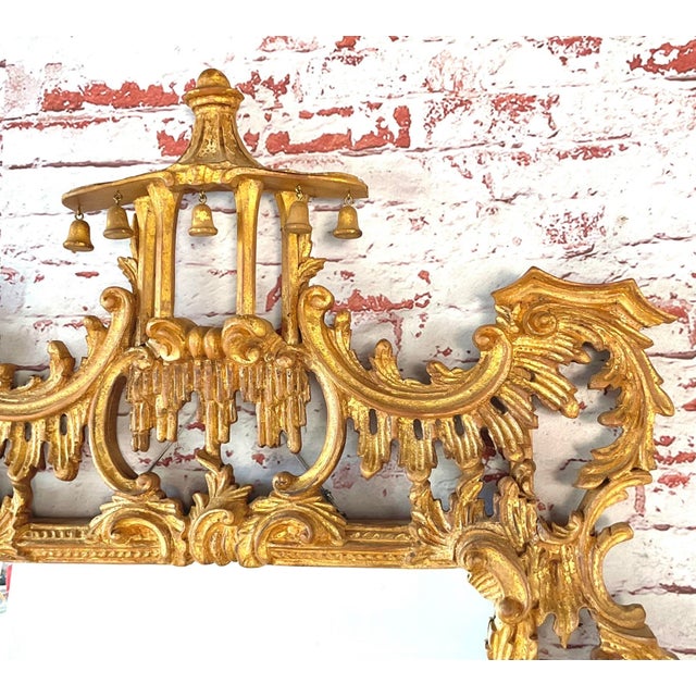 Glass La Barge Chinese Chippendale Style Chinoiserie Pagoda Mirror Giltwood Finish For Sale - Image 7 of 18