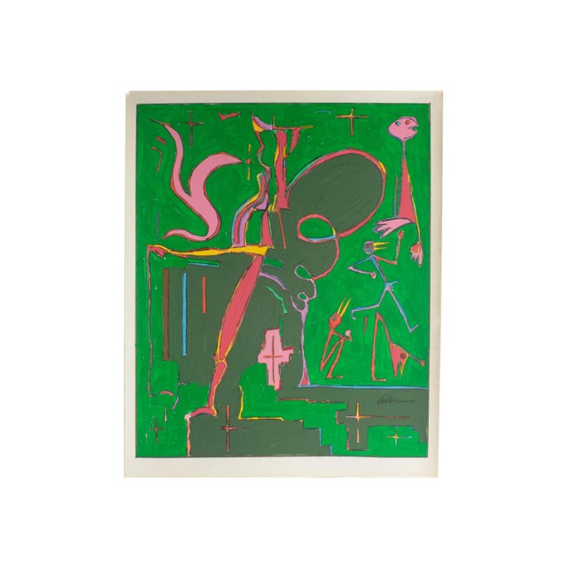 1980s Signed Abstract Mixed Media Painting by Harry Hilson For Sale - Image 9 of 9