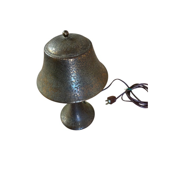 1920s Antique Heintz Style Arts Crafts Copper Desk Lamp Mission Bell Top For Sale - Image 5 of 10