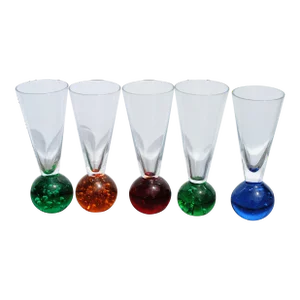 Vintage Bullicante Bubble Bottom Colored Cordials - Set of 5