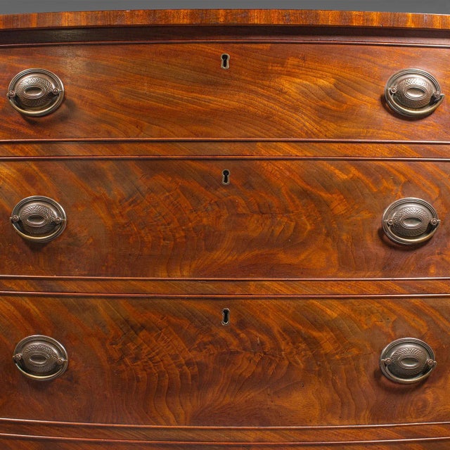1860's Large Antique Bow Front Chest of Drawers For Sale - Image 10 of 12