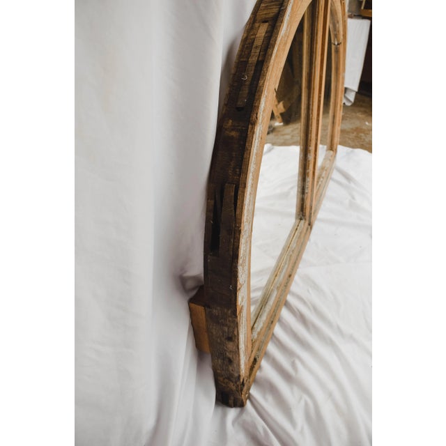Rustic European Antique French Half Round Window Casement Mirror For Sale - Image 3 of 13