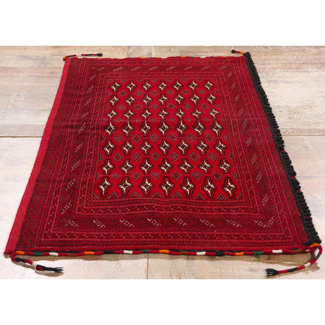 Red Vintage Red Persian Turkoman Rug - 02'04 X 04'07 For Sale - Image 8 of 9