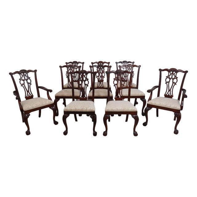 Set of 10 Ethan Allen Mahogany Dining Chairs For Sale