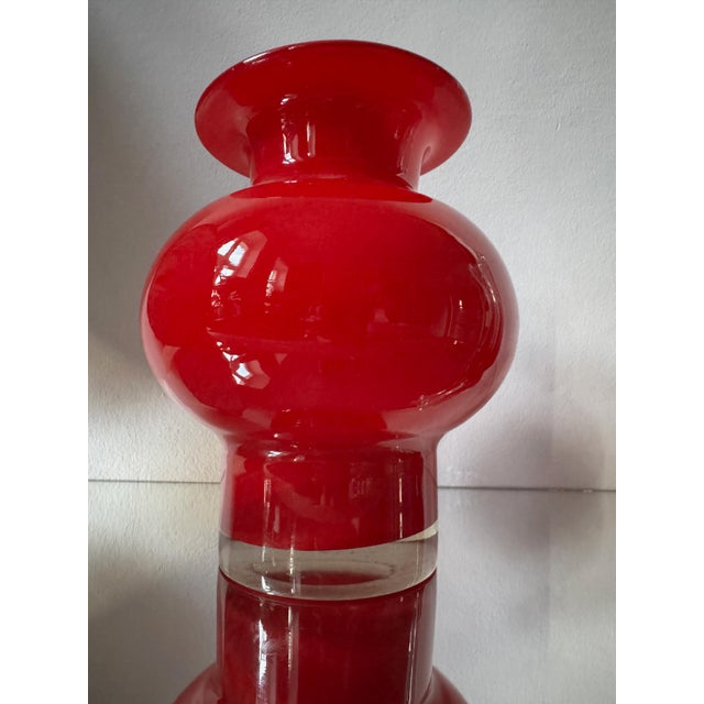 Mid-Century Modern Sculptural Ruby Red Art Glass Vase by Czesław Horbowy for Huta Barbara, Poland, 1970s For Sale - Image 6 of 15