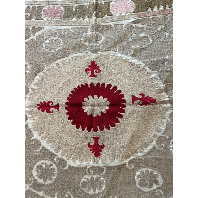 Boho Vintage Suzani from Asian, circa late 1960s. Dimension; 66'' x 54'' inches / 168 x 138 cm / 5'6'' x 4'6'' Material:...