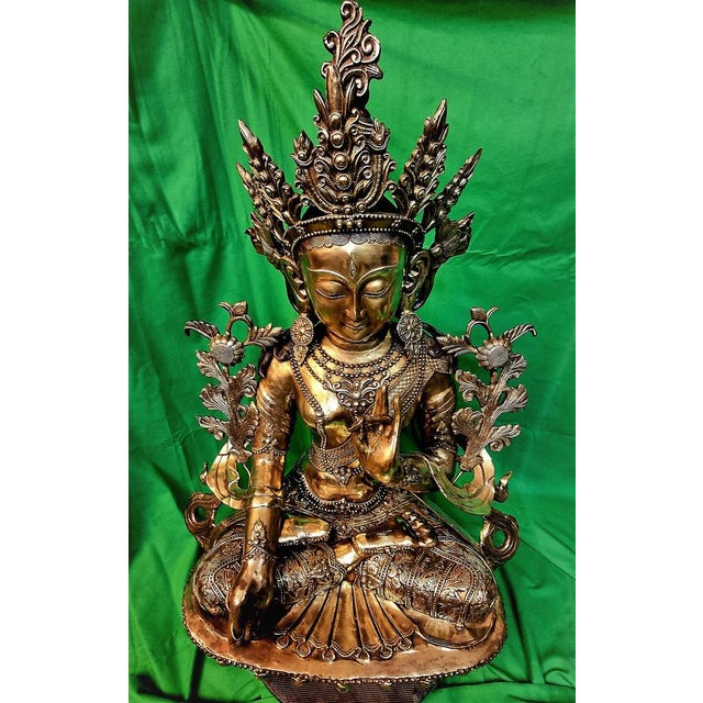 Tibetan Buddha Sculpture, 18th-Century, Bronze For Sale - Image 3 of 18