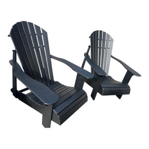 1950s Mid-Century Black Adirondack Beach Chairs - Set of 2