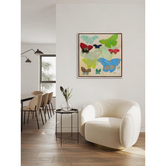 Contemporary Butterflies I by Hope Olson in Natural Wood Frame, Large Art Print on Canvas For Sale - Image 3 of 3