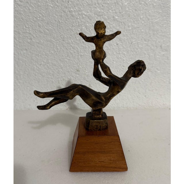 Chaim Gross Chaim Gross, Chaim Gross Mid Century Mod Bronze Sculpture Mother and Baby Playing WPA Artist For Sale - Image 4 of 11