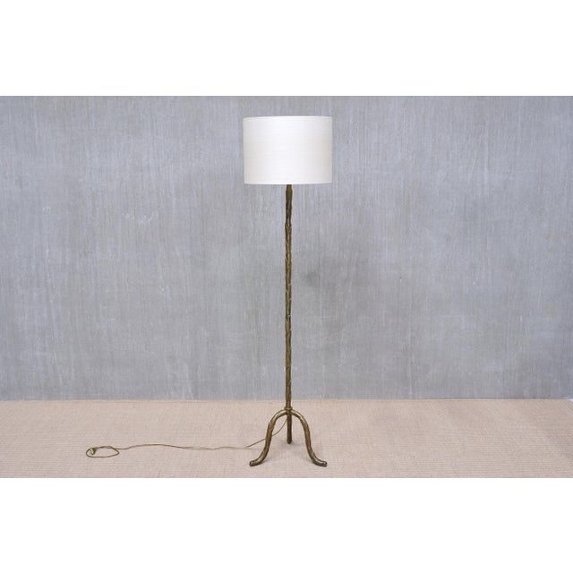 Brass Tripod Floor Lamp with Foliate Decor from Maison Baguès, France, 1940s For Sale - Image 11 of 11