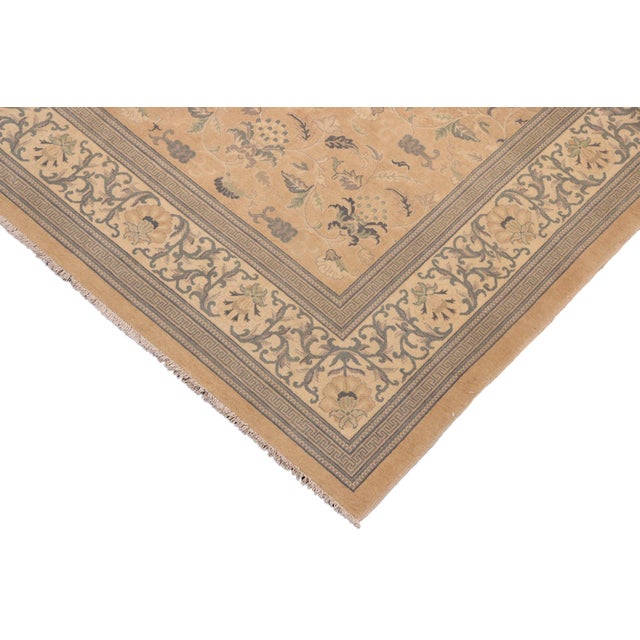 Boho Chic Orange/Beige Wool Rug - 8'2'' X 10'2'' For Sale - Image 4 of 10