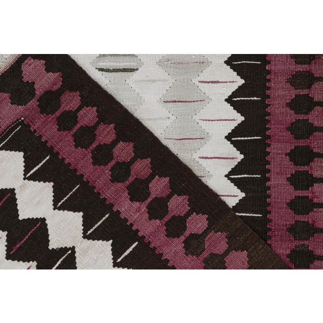 Textile 1950s Vintage Shahsavan Persian Kilim in Gray & Brown Geometric Pattern by Rug & Kilim For Sale - Image 7 of 7
