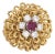 60s Vintage Diamond Ruby Ring Sz 5.25 18k Yellow Gold Flower Cocktail Jewelry For Sale