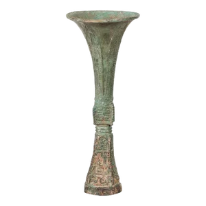 Mid 20th Century Bronze Flute Shaped Han Dynasty Ceremonial Vessel