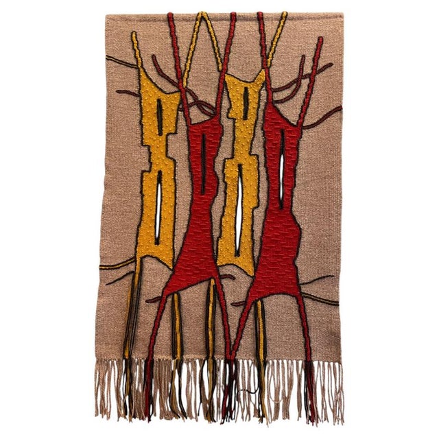 Textile Abstract Hand Made Wool Tapestry by Milada Zachova, Czechoslovakia, 1970s For Sale - Image 7 of 7