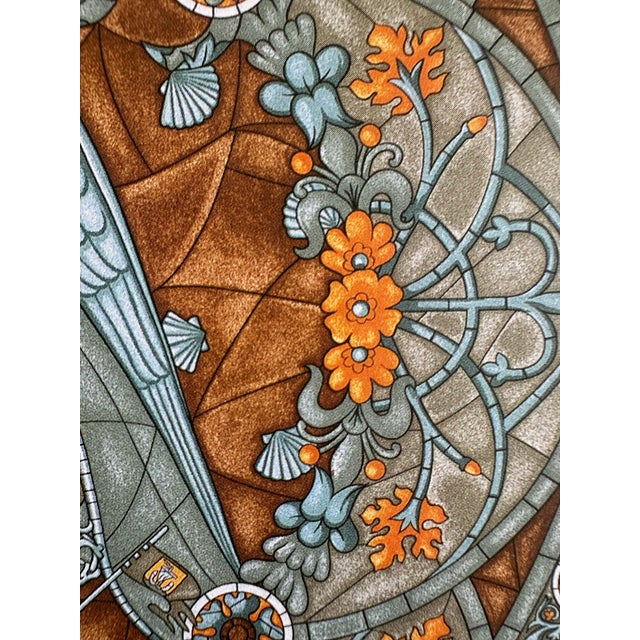 1980s Authentic Original Hermès “Lumière De Paris” Framed Silk Scarf Art Advertisement Print Art Nouveau Angel French Luxury Wall Art For Sale - Image 5 of 9