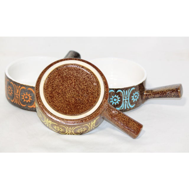 Brown Vintage Japanese Otagiri Ceramic, Handled Soup Bowls - Set of 3 For Sale - Image 8 of 8