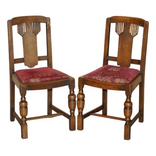 English Art Deco Hall Chairs in Oak, 1930s, Set of 2 For Sale
