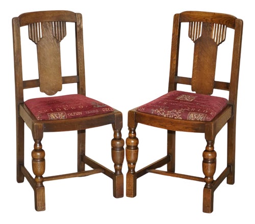 English Art Deco Hall Chairs in Oak, 1930s, Set of 2