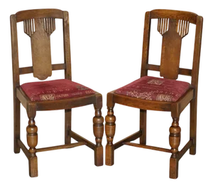 English Art Deco Hall Chairs in Oak, 1930s, Set of 2