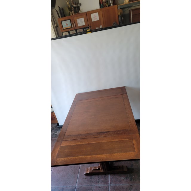 1920s 1920s Art Deco Oak Draw Leaf Dining Table From England 5 Feet Open For Sale - Image 5 of 8