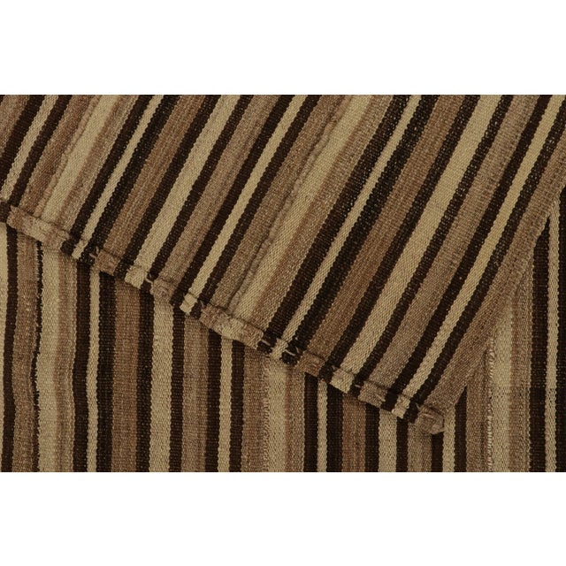 Textile Vintage Bidjar Persian Kilim Rug in Beige-Brown Stripes by Rug & Kilim For Sale - Image 7 of 8