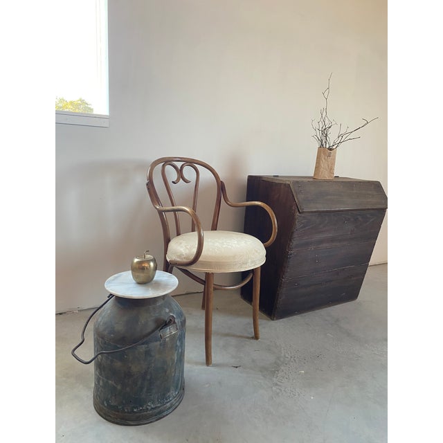 Slate Gray Rusty Milk Pail Drink Table With Marble Top For Sale - Image 8 of 17
