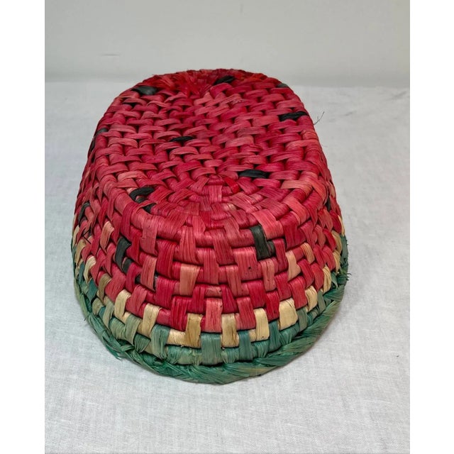 Textile Vintage Americana Watermelon Serving Basket For Sale - Image 7 of 8