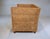 Modern Caned Teak Rattan Loveseat in Blue and White Sunbrella Fabric For Sale - Image 11 of 15