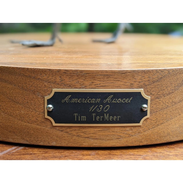 Late 20th Century Late 20th Century American Avocet Tim TerMeer 1/30 Hand-Painted Metal Sculpture Spinning Wood Base For Sale - Image 5 of 13