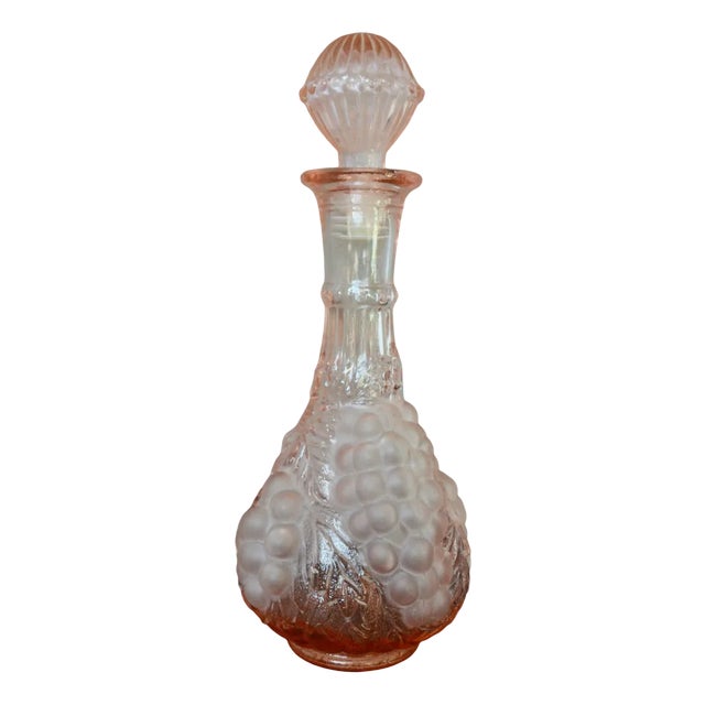 Italian Bottle in Sandblasted Pink Glass from Empoli, 1960s For Sale