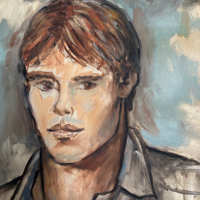 Impressionist 1950’s Impressionist Male Portrait Painting on Canvas For Sale - Image 3 of 5