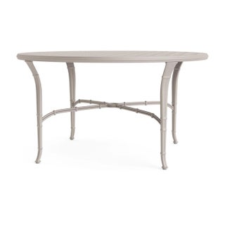 Brown Jordan Calcutta 54" Round Cast Top Dining Umbrella Table, Dove frame For Sale