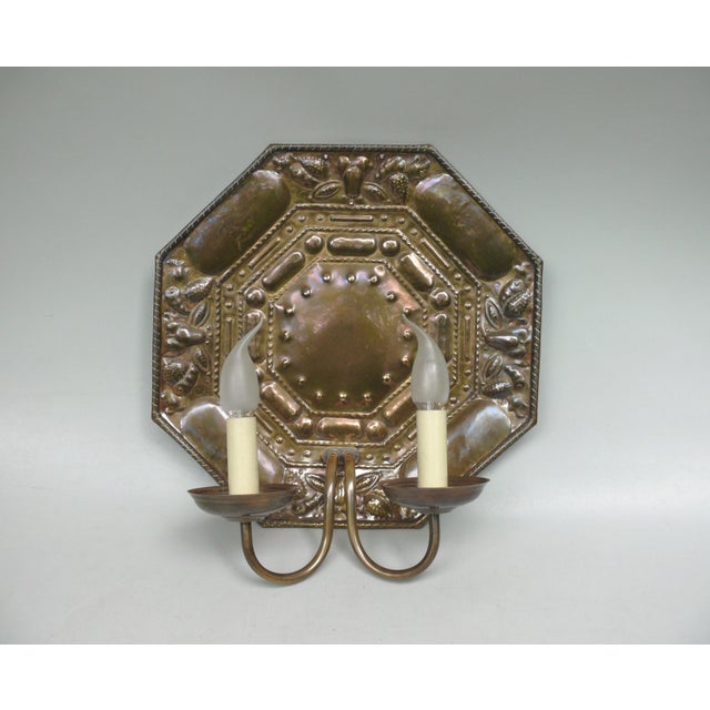 Vintage Art Nouveau Wall Lamp in Patinated Brass, 1890s For Sale - Image 17 of 17