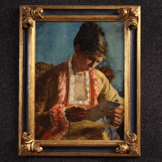 French Artist, Portrait of a Woman with a Letter, 1979, Oil Painting, Framed For Sale - Image 16 of 16
