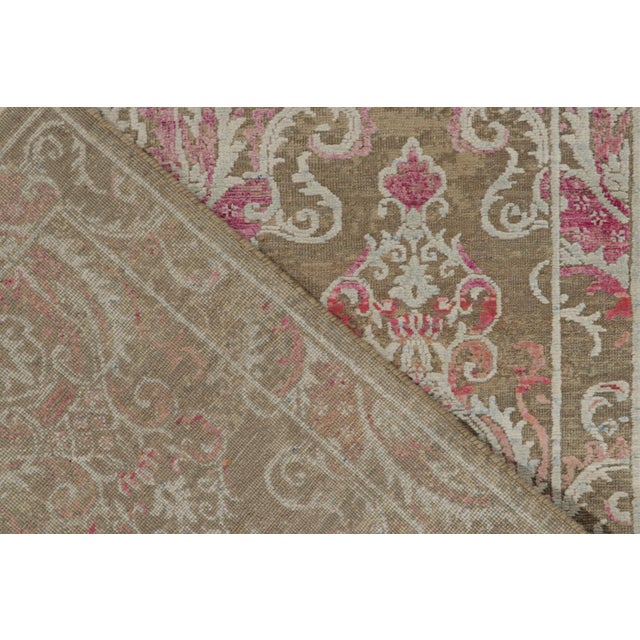 Textile Rug & Kilim’s Classic Style Rug in Beige With Pink and Pale Blue Floral Patterns For Sale - Image 7 of 7