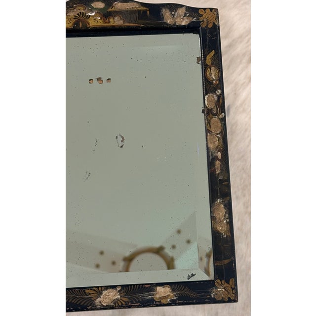 Antique English Chinoiserie Black Japanned Dressing Table Mirror / Table Top Easel Mirror For Sale - Image 10 of 18