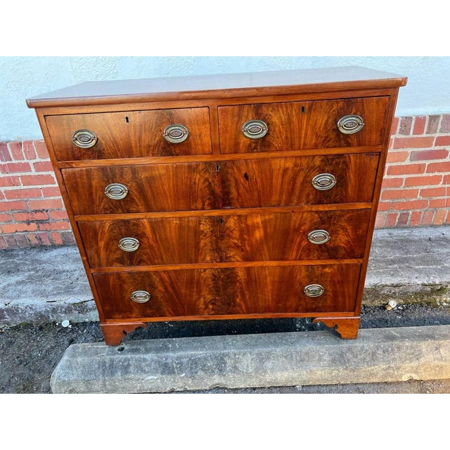 Antique George II Flame Mahogany Chest of Five Drawers Great condition, dovetail joint construction. Drawers moves...