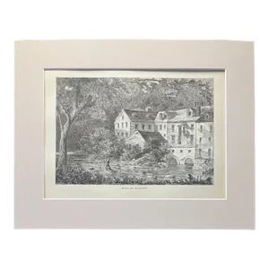 Antique 1874 Wood Engraving "Mills at Rockland" PA in Frame-Ready 11x14 Mat