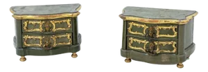 Vintage Gold Lacquered Wood Jewel Boxes, Set of 2