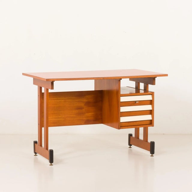 1960s Mid-Century Modern Italian Desk in Teak, 1960s For Sale - Image 5 of 18