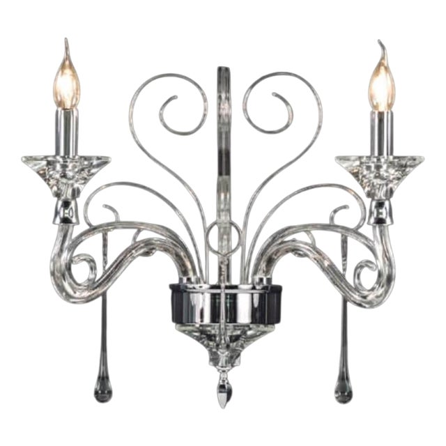 Collection Orchidea Wall Lamp in Metal and Crystal by Jago For Sale