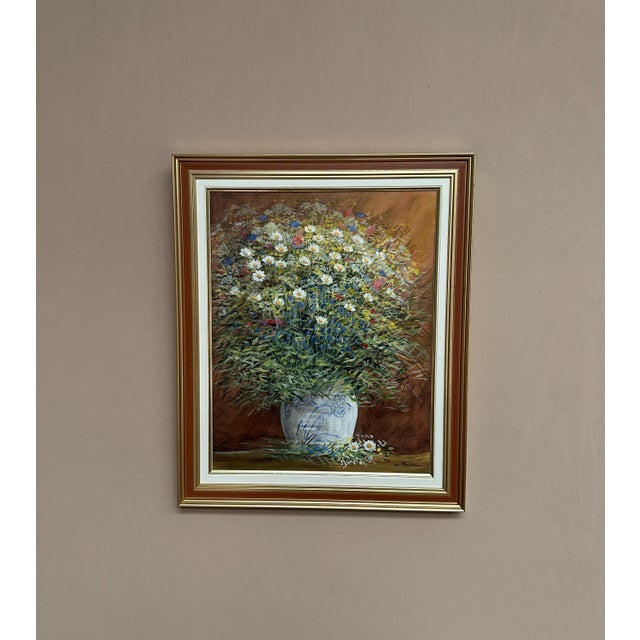 Jan Rhodin, Summer Flowers in a Pot, 1950s, Oil on Panel, Framed For Sale - Image 16 of 17
