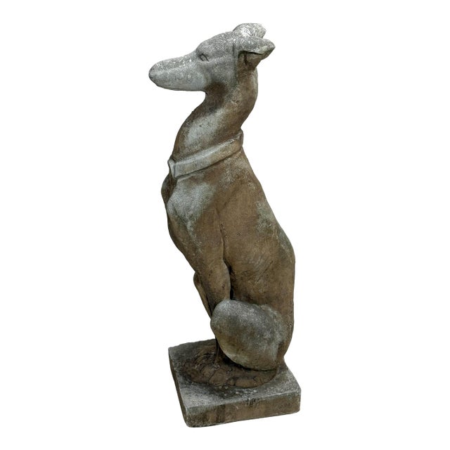 Mid 20th Century Cast-Stone Greyhound Garden Sculpture For Sale