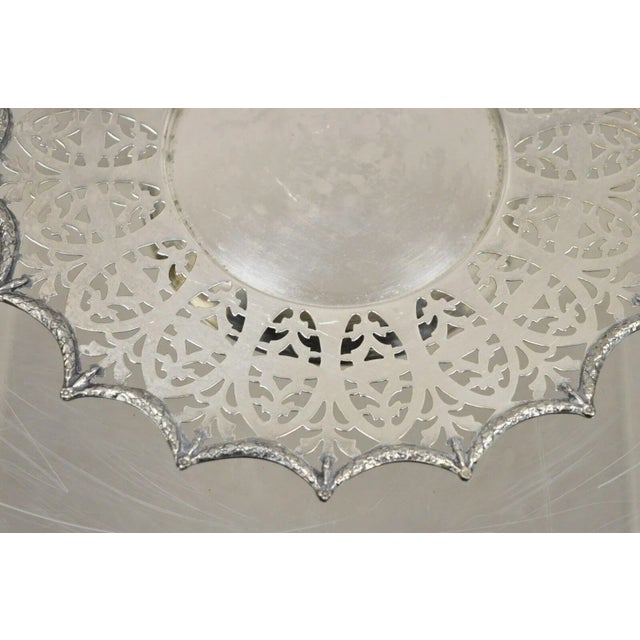 Mid 20th Century Victorian Silver Plated Draped Rim Small Footed Trinket Dish Platter Tray For Sale - Image 5 of 10