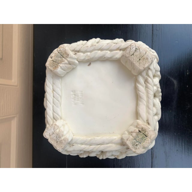 French Country Trompe l'Oeil Porcelain Rope Basket Cachepot For Sale - Image 11 of 12