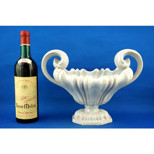 Antique Cerulean Ceramic Centerpiece Vase, 1890s For Sale - Image 10 of 18