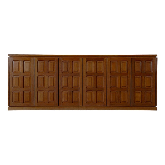 Brutalist Sideboard in Blond Oak, Belgium, 1980s For Sale