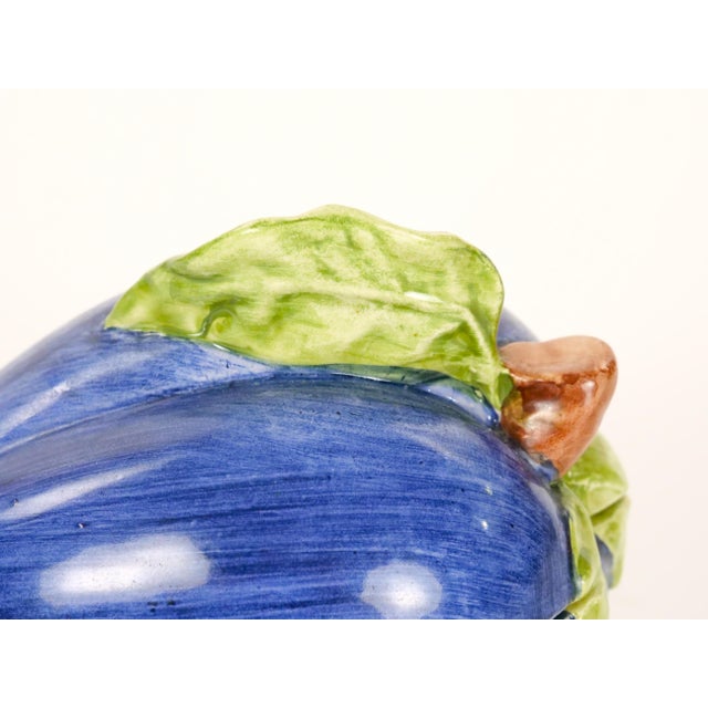 Blue Italian Majolica Plum-Form Covered Table Ornament, Late 20th Century For Sale - Image 8 of 11